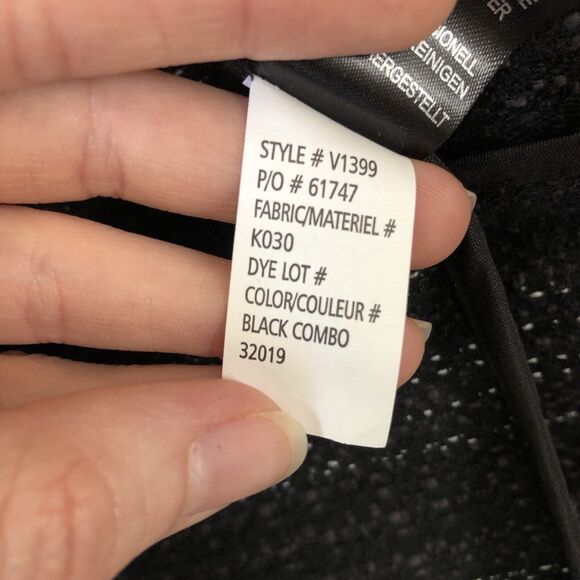 Adrienne Vittadini Open Front Knit Blazer Womens Large Tweed Fringe Trim Jacket - Picture 9 of 12